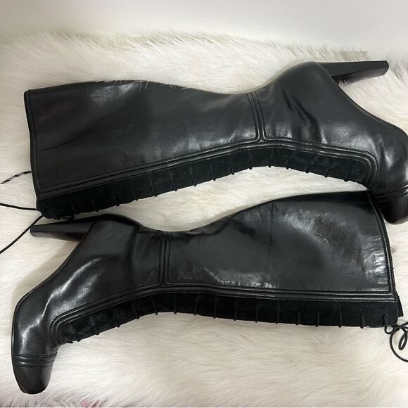 Max Studio Black Lace Up Boots - Picture 3 of 16